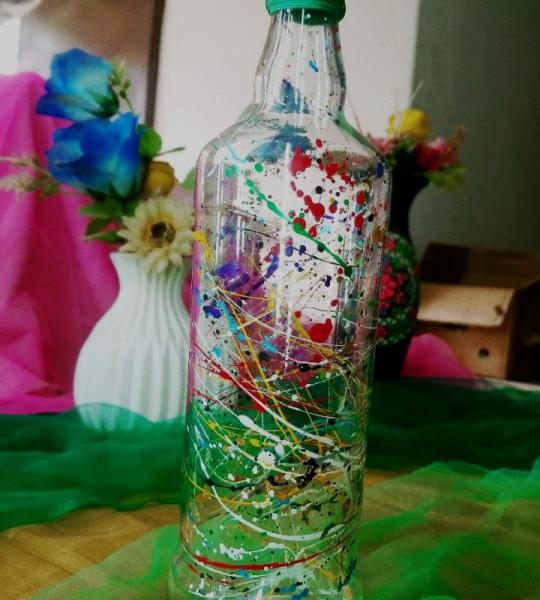 Hand-Printed Decor Bottle